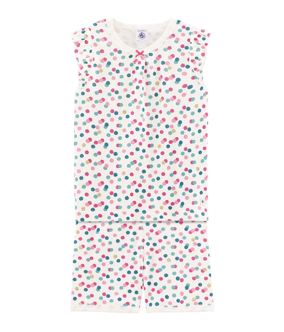 Pyjacourt petite fille en côte blanc MARSHMALLOW/blanc MULTICO