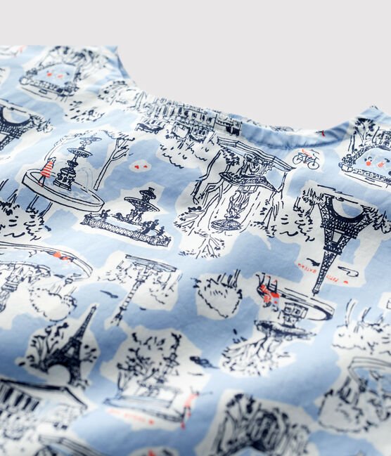 Blouse manches courtes à imprimé enfant fille blanc MARSHMALLOW/blanc MULTICO