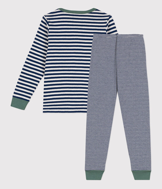Pyjama met fijne streepjes van tubic voor kleine meisjes en jongens blauw MEDIEVAL/ MONTELIMAR
