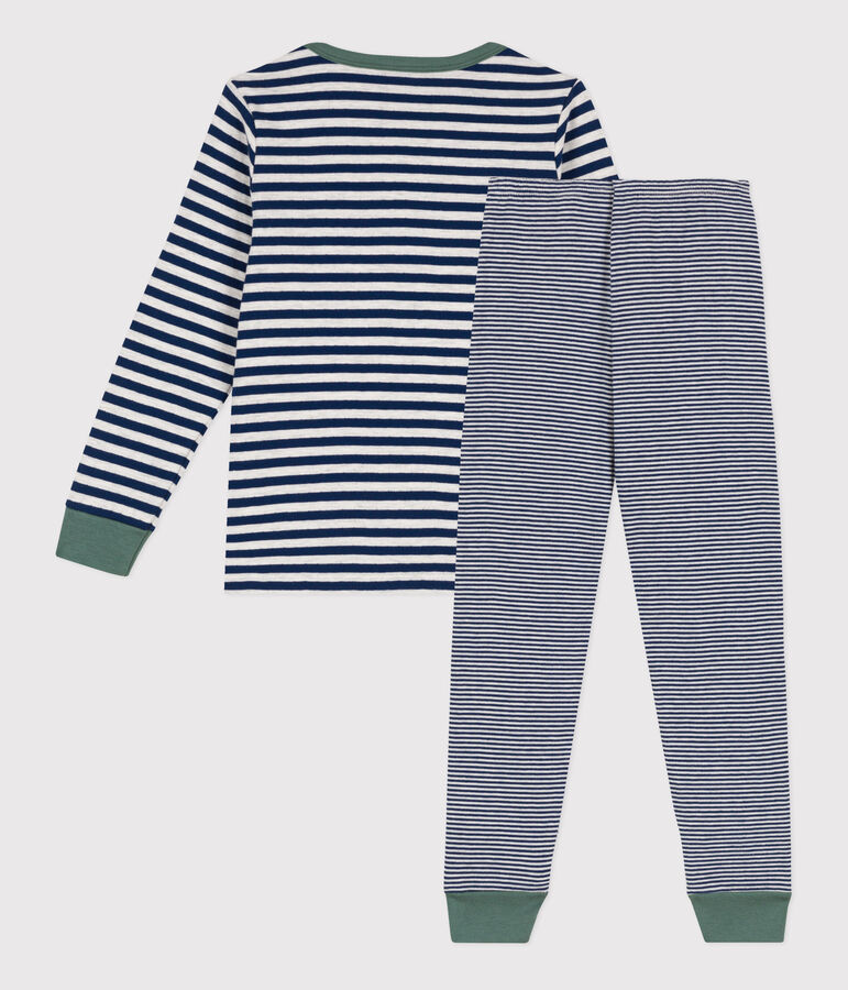 Pyjama met fijne streepjes van tubic voor kleine meisjes en jongens blauw/beige