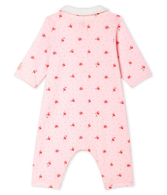 Slaappakje zonder voetjes van ribstof voor baby roze VIENNE/wit MULTICO