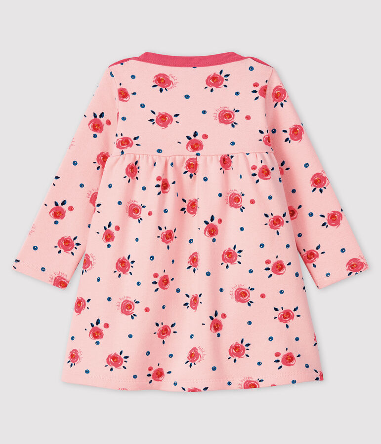 Jurk met lange mouwen babymeisje roze/multicouleur