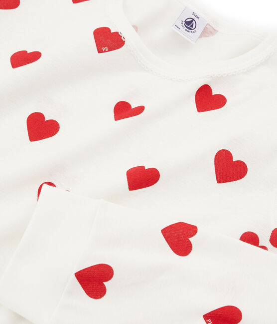 Pyjama petite fille - petit garçon en côte blanc MARSHMALLOW/rouge TERKUIT