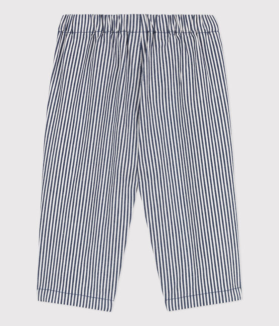 Pantalon bébé en toile rayée bleu MEDIEVAL/blanc MARSHMALLOW
