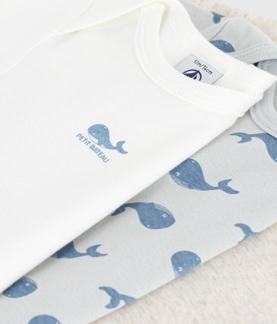 Setje van katoenen body's met korte mouwen en walvisprint voor baby's variante 1