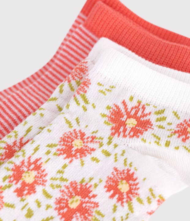 2 paires de chaussettes enfant fille en coton imprim&eacute; &agrave; fleurs multicouleur
