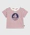 Tee-shirt bébé en coton manches courtes rayé rouge MILK/ AMARANTE
