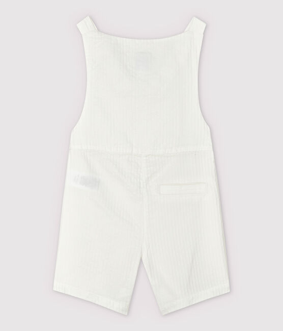 Salopette courte en popeline rayée bébé garçon blanc MARSHMALLOW