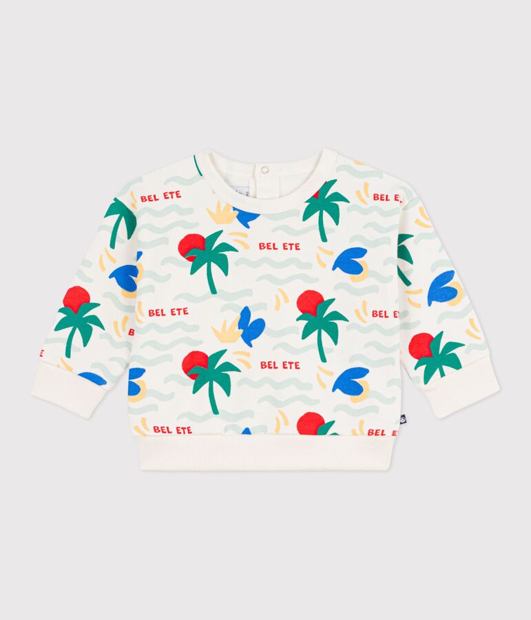 Sweatshirt &agrave; capuche b&eacute;b&eacute; en coton imprim&eacute; &eacute;cru/multicouleur