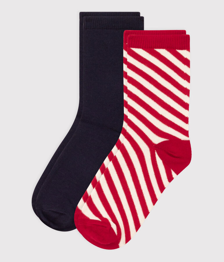 Set van 2 paar gestreepte sokken voor jongens en meisjes multicouleur