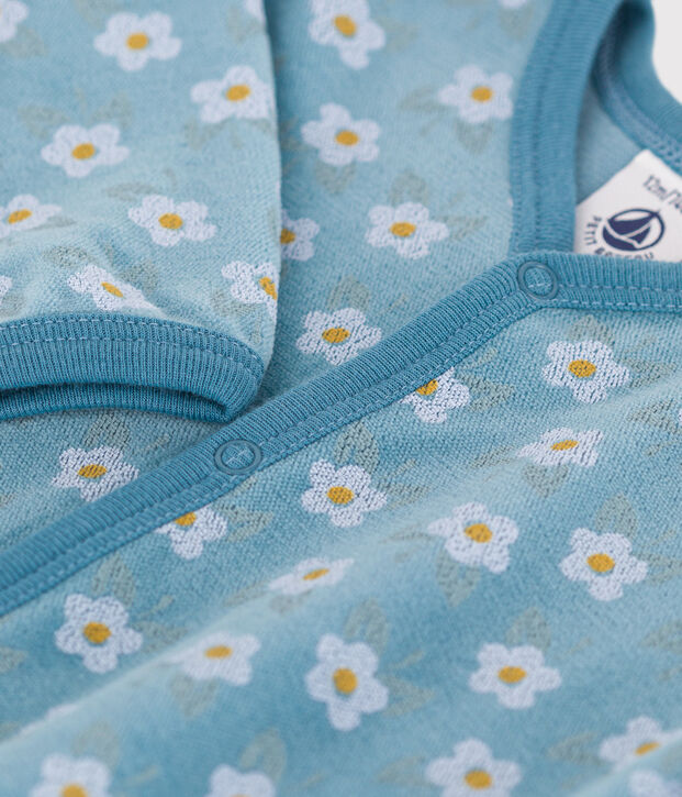 Pyjama b&eacute;b&eacute; fleurs en velours bleu/multicouleur