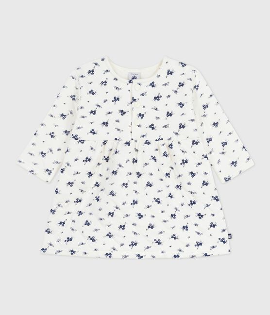 Robe bébé en coton manches longues imprimée fleurs bleu MILK/ SOIR