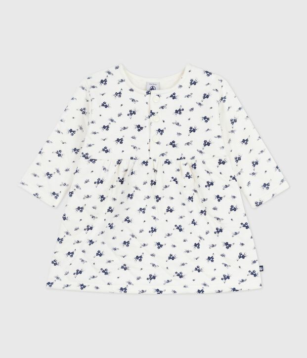 Katoenen babyjurkje met lange mouw en bloemenprint blauw/blauw