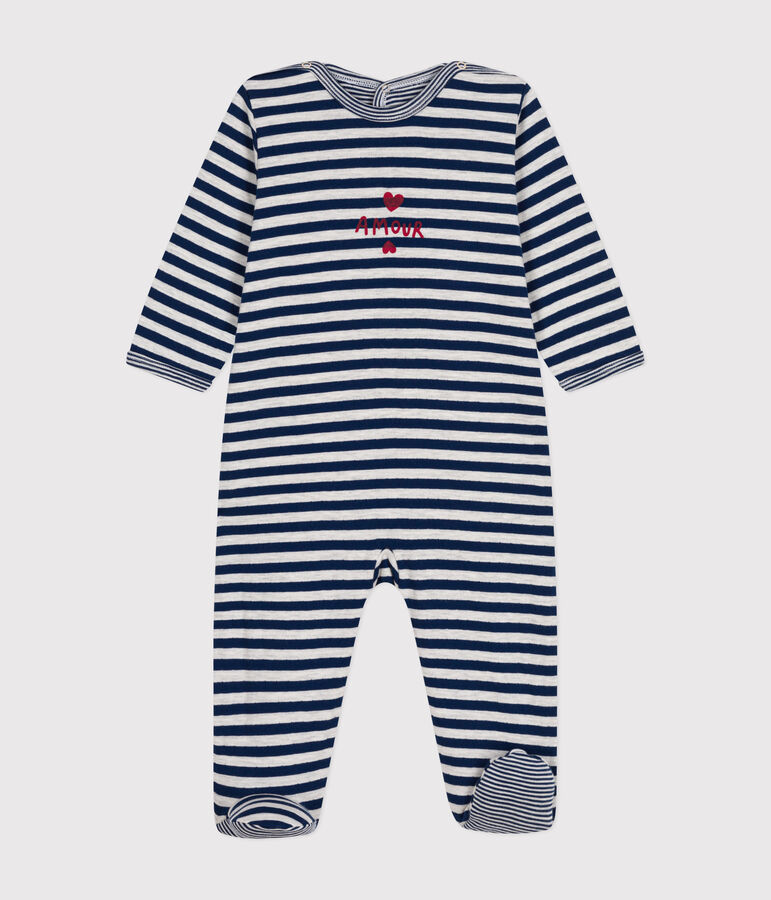 Gestreepte babypyjama in tubic blauw MEDIEVAL/ MONTELIMAR
