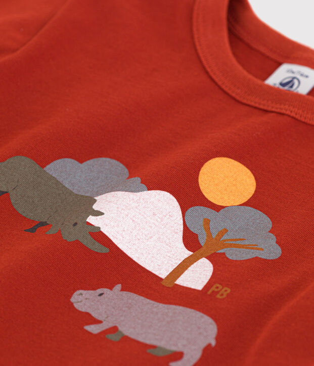 T-shirt van jersey met korte mouwen en motiefje voor baby's rood