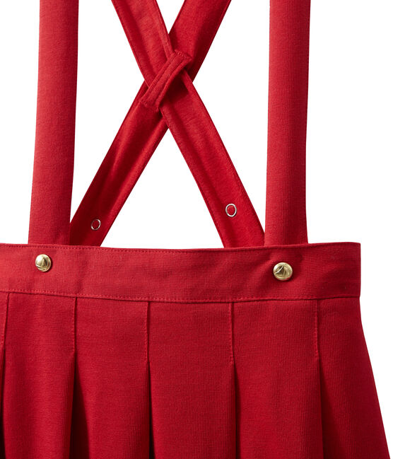 Meisjesrok met afneembare bretellen rood TERKUIT