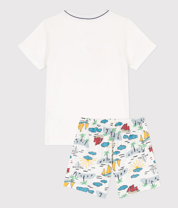 Katoenen ontdekkingspyjama voor kleine meisjes en jongens wit/multicouleur