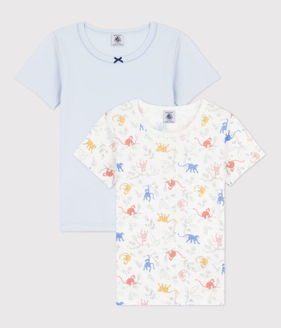 Set van 2 T-shirts met korte mouwen voor meisjes in katoen. variante 1