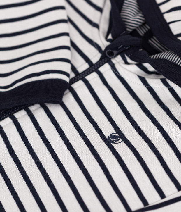 Sweater met kap voor baby's wit/blauw