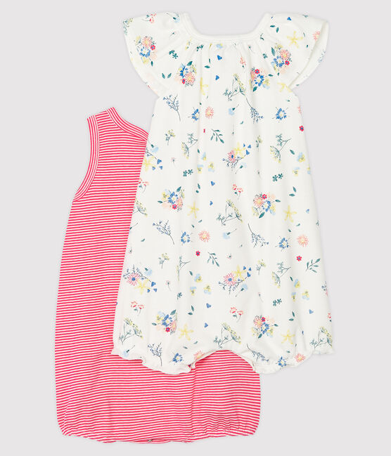 Twee babypakjes van ribstof voor meisjes variante 1