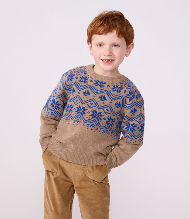 Pull jacquard enfant en laine et coton multicouleur/multicouleur
