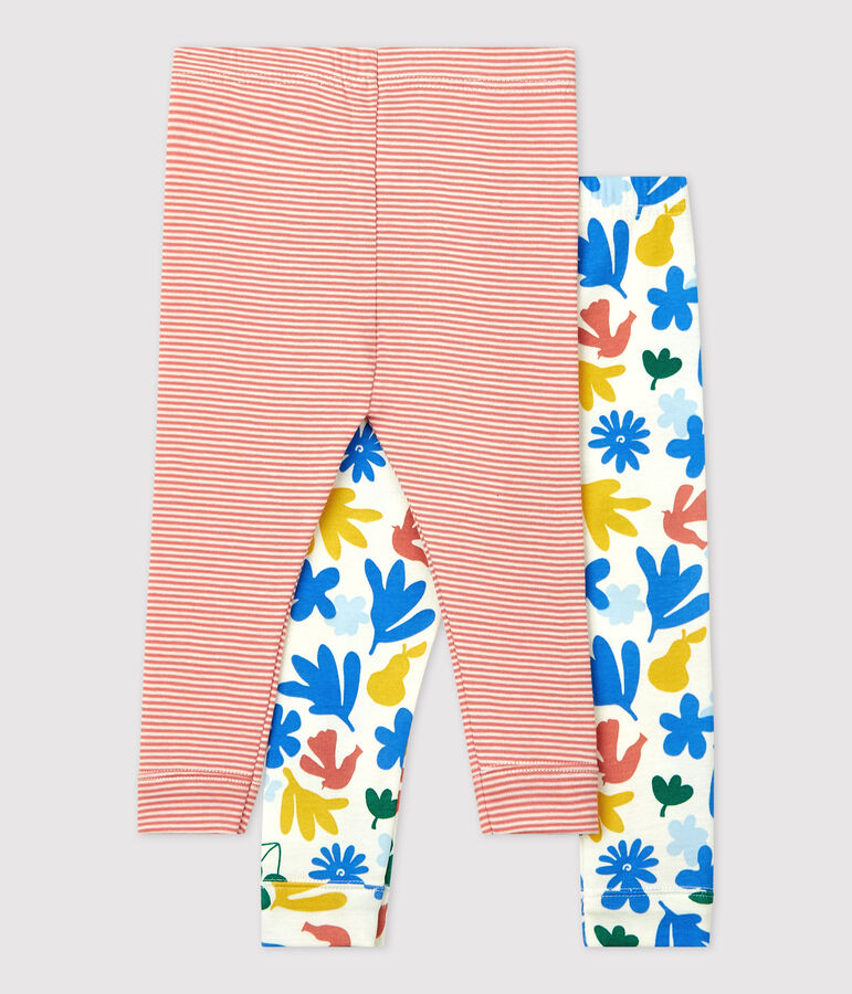 Lot 2 leggings fantaisie en coton b&eacute;b&eacute; multicouleur