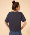 LE BOXY, T-shirt voor dames in katoen  blauw SMOKING/wit MARSHMALLOW