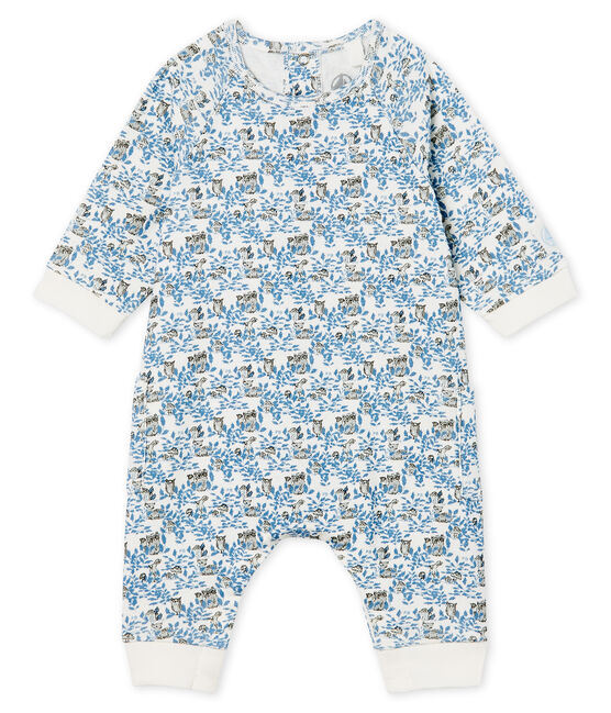 Combinaison longue bébé garçon en côte blanc MARSHMALLOW/ MULTICO CN