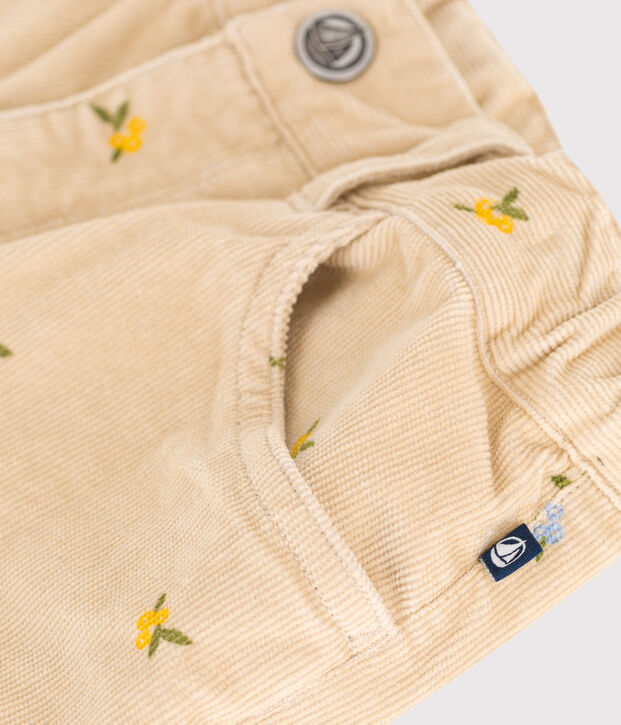 Fluwelen broek voor kinderen met motief beige/multicouleur