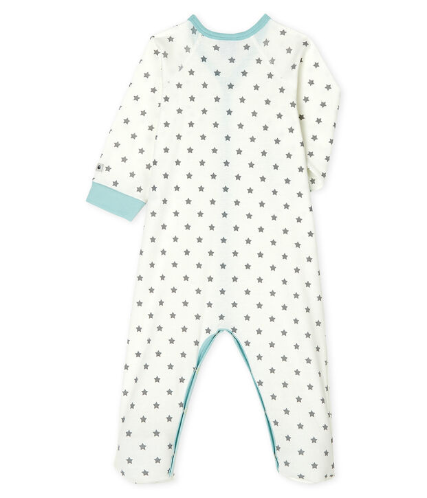 Slaappakje van ribstof babyjongen wit/grijs
