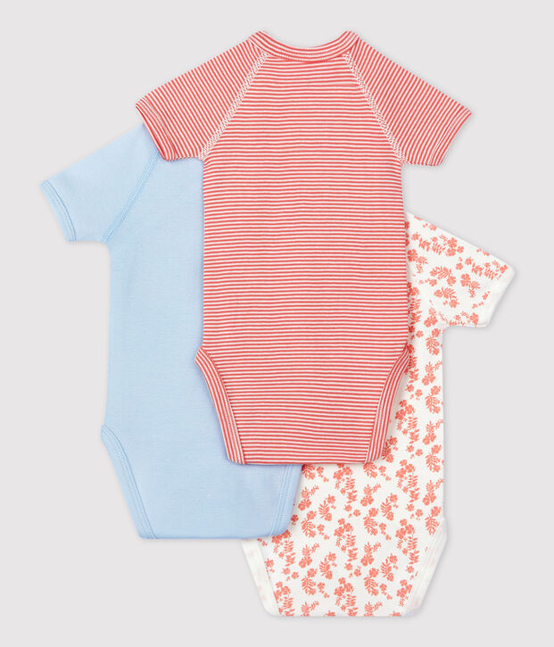 Lot de 3 bodies b&eacute;b&eacute; en coton biologique multicouleur