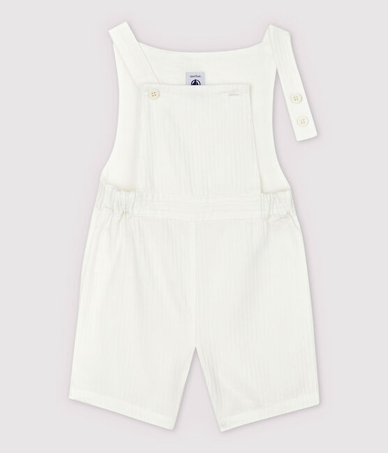 Salopette courte en popeline rayée bébé garçon blanc MARSHMALLOW