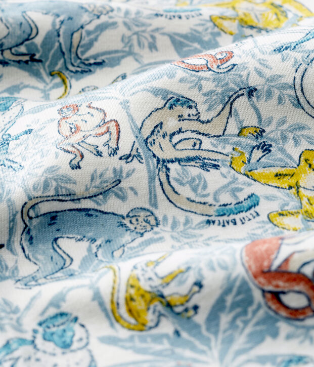 Slaappakje van ribstof babyjongen wit/multicouleur