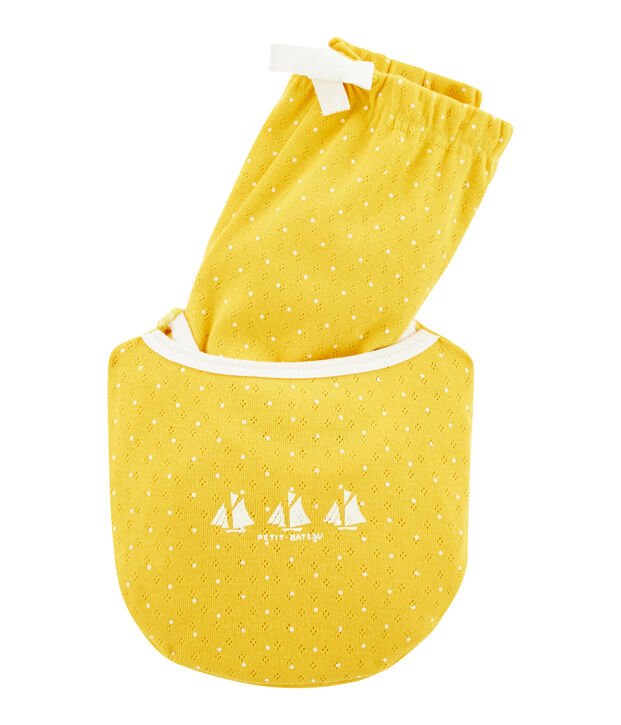 Pyjacourt petite fille en c&ocirc;te jaune/blanc