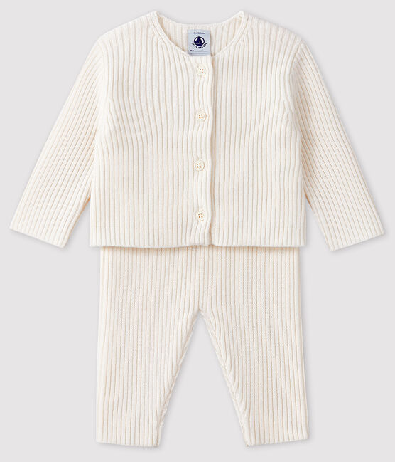 Ensemble blanc 2 pièces bébé en tricot blanc MARSHMALLOW