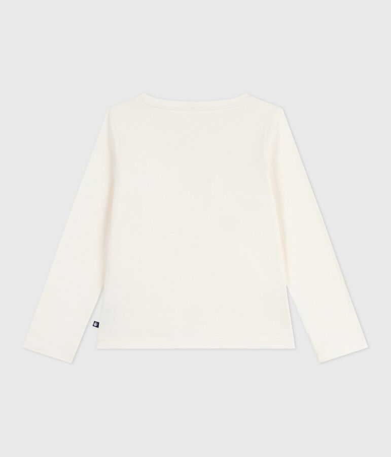 Tee-shirt enfant manches longues en coton imprim&eacute; &eacute;cru/multicouleur