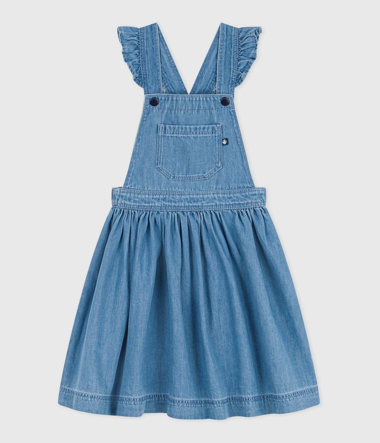 Katoenen salopettejurk voor kinderen blauw DENIM CLAIR