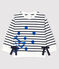Jersey marinière voor babymeisjes met lange mouwen. wit MARSHMALLOW/blauw SMOKING