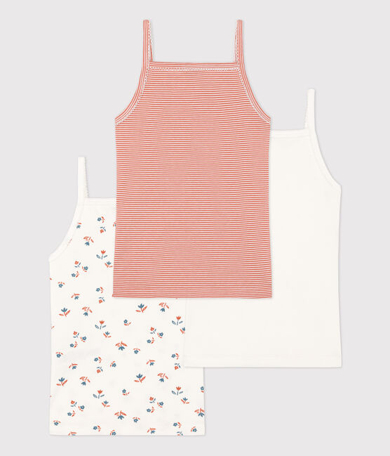 Lot de 3  chemises à bretelles fleur petite fille en coton variante 1