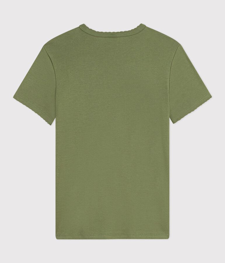 Dames-T-shirt van effen katoen met korte mouwen groen