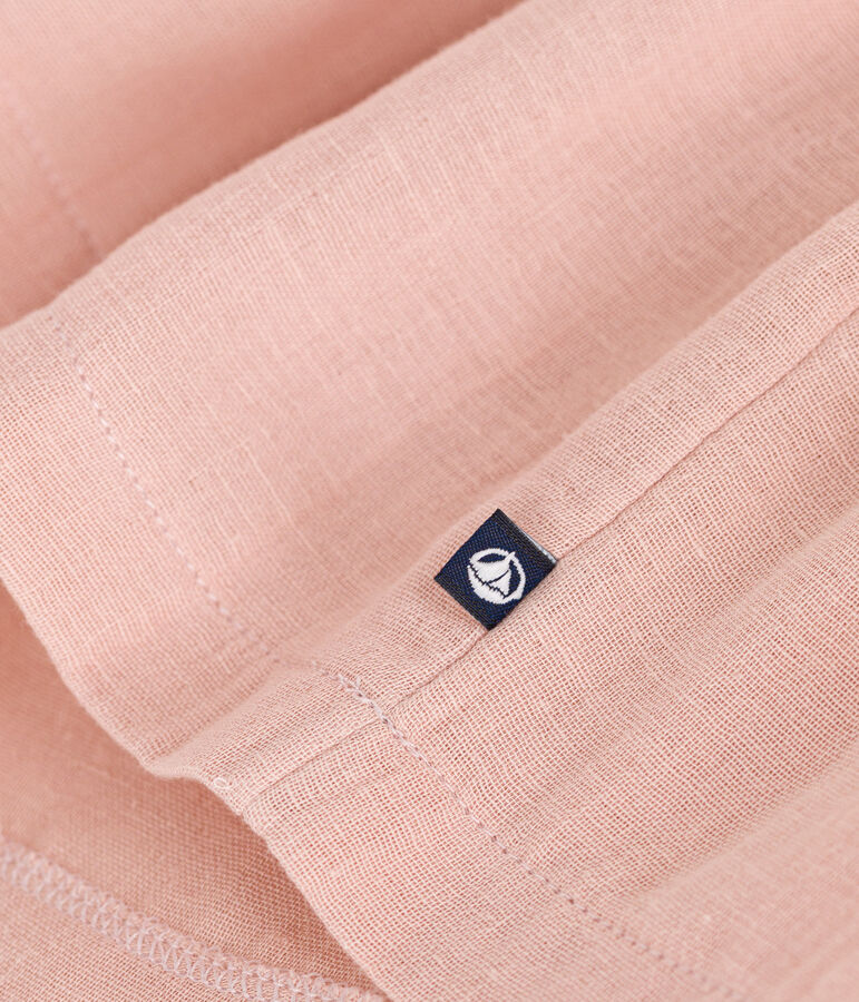 Robe manches courtes jersey &eacute;pais et gaze de coton enfant fille rose/rose