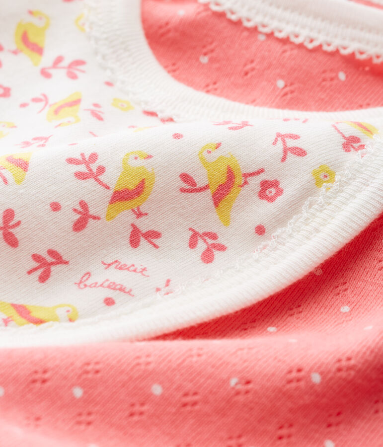 Kort pakje uit ribstof voor babymeisjes roze CUPCAKE/wit MARSHMALLOW