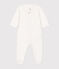 Pyjama bébé étoiles en velours blanc MARSHMALLOW/gris GRIS