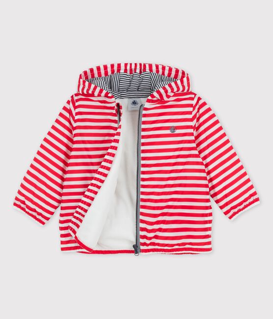 Coupe-vent chaud en polyester recyclé bébé rouge PEPS/blanc MARSHMALLOW