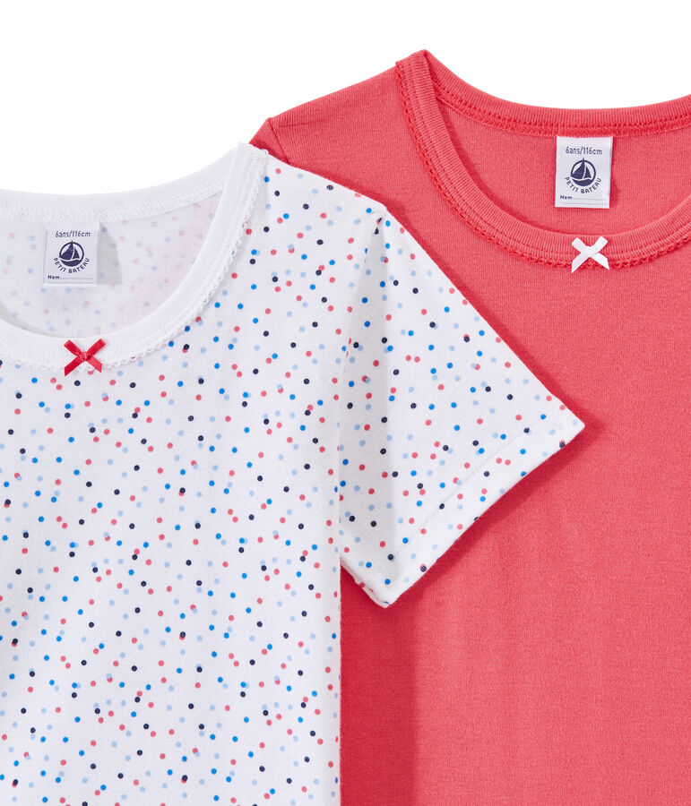 Set van 2 meisjes-T-shirts met korte mouwen wit LOT