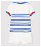Combinaison courte en jersey rayé bébé garçon blanc MARSHMALLOW/bleu SURF