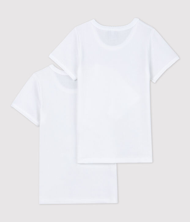 Lot de 2 tee-shirts blancs courtes petite fille multicouleur