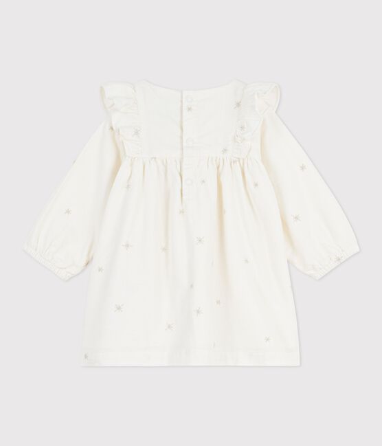 Babyjurkje van corduroy met lange mouwen en borduursel ecru MILK/ ARGENT
