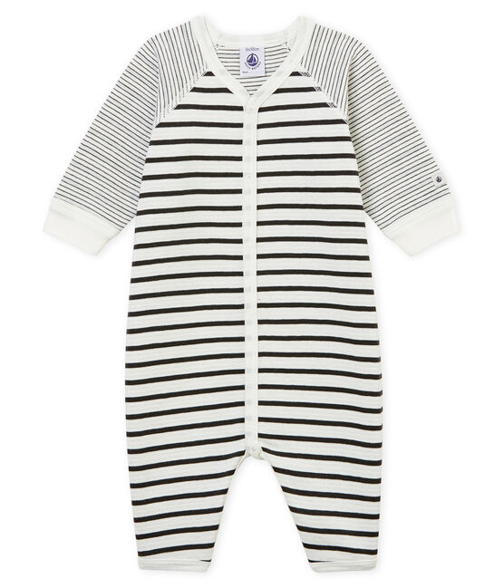 Zachte pyjama zonder voetjes voor babyjongens wit MARSHMALLOW/grijs CAPECOD
