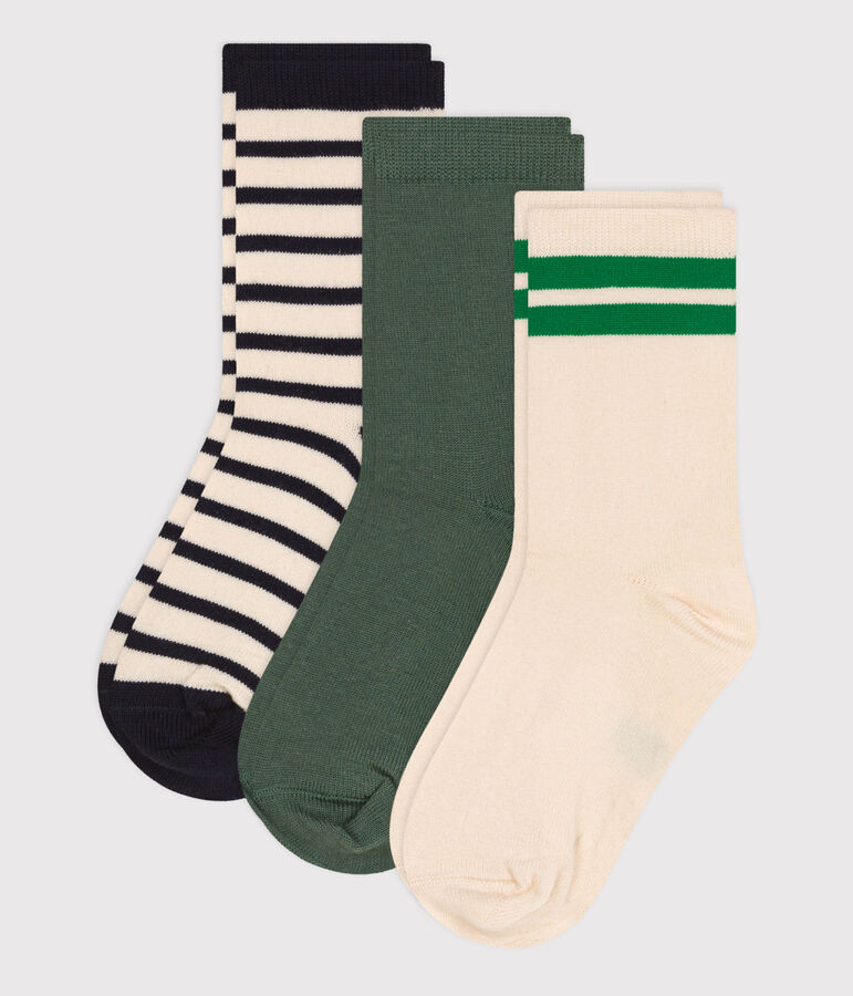 3 paires de chaussettes en coton rayures enfant multicouleur